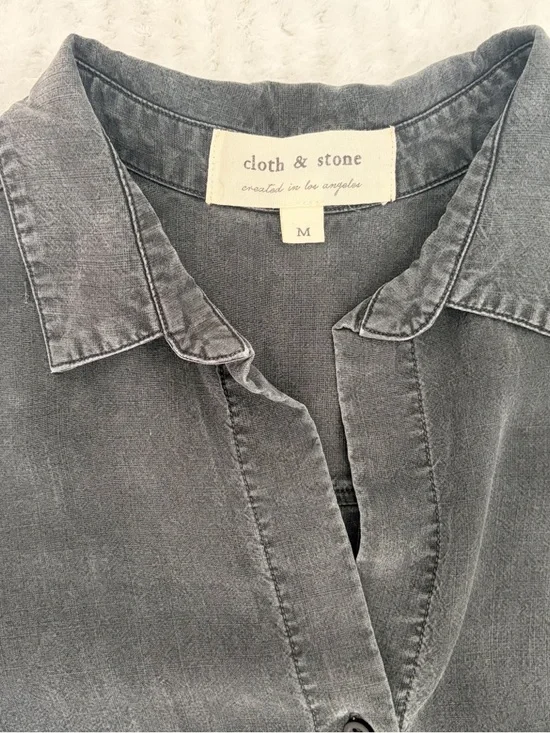Cloth & Stone Washed Black Tencel Lyocell Button Down Shirt - Size M - Picture 5 of 8